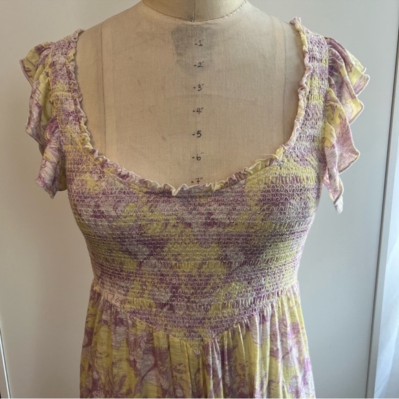 NWOT LoveShackFancy Rare Sample Chessie Dress Purple/Yellow Mermaid Print Size S - Picture 3 of 5